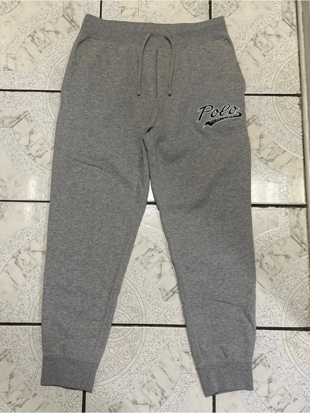 Polo Ralph Lauren Spell Out Script Logo Jogger Sweatpants Grey Men’s Size Medium
